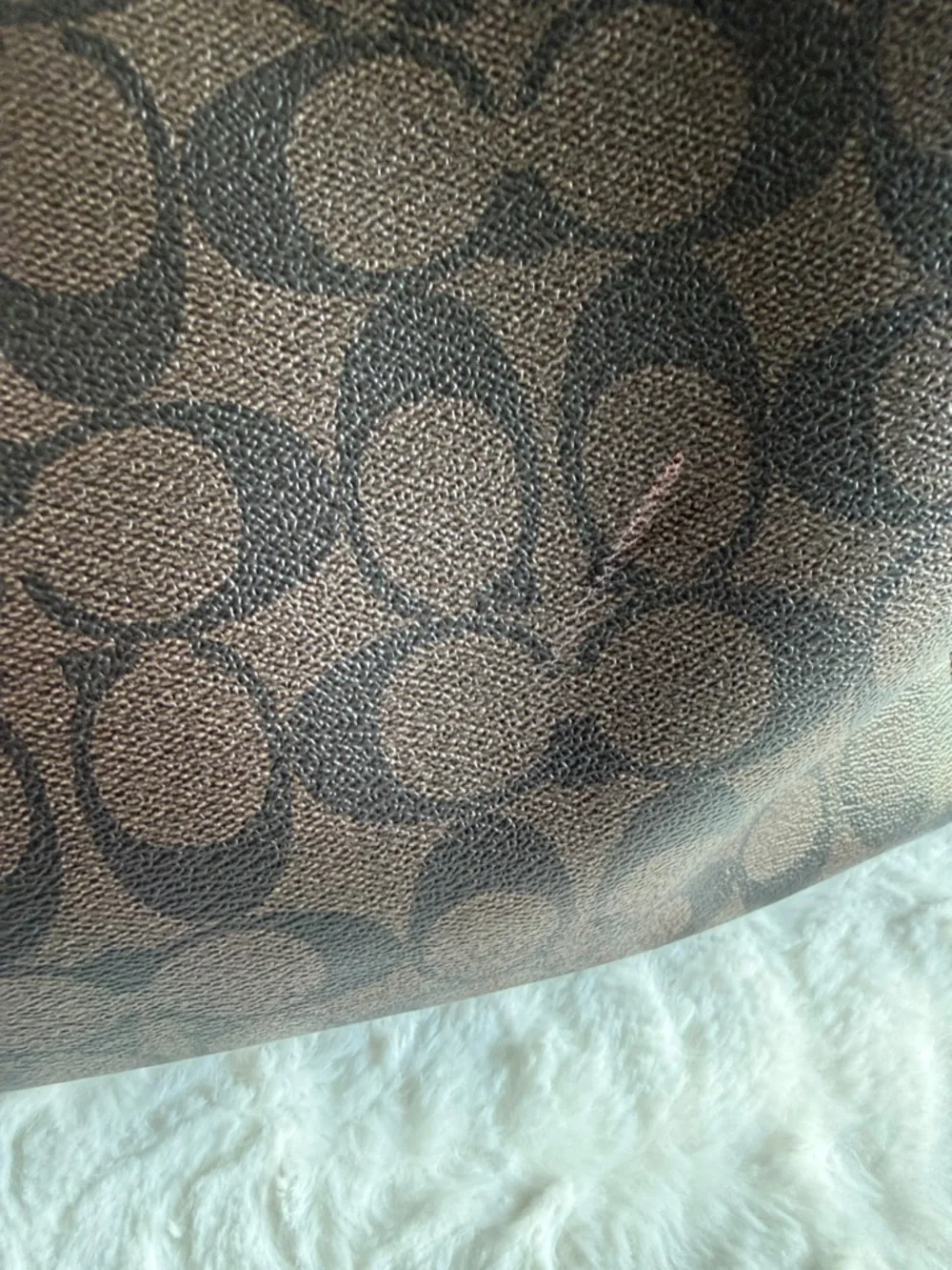 Coach Dark Brown Signature Canvas Shoulder Bag with Black Leather Straps - Picture 4 of 12